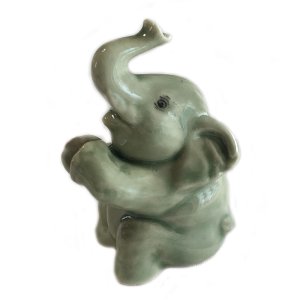 画像1: タイ雑貨　香炉  座り象　グリーン
