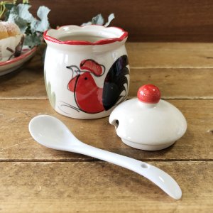 画像3: にわとり柄  調味料入れ(リーフ柄) 小型