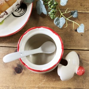 画像5: にわとり柄  調味料入れ(リーフ柄) 小型