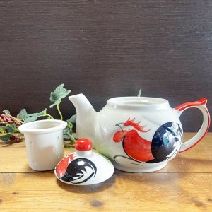 画像8: にわとり柄 ポット（ピンク花）