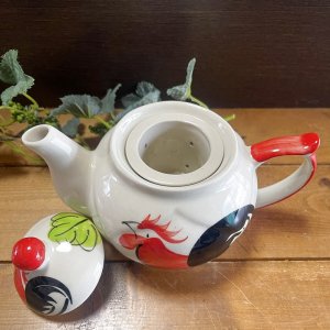 画像7: にわとり柄 ポット（ピンク花）