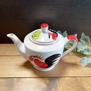 画像2: にわとり柄 ポット B（ピンク花）