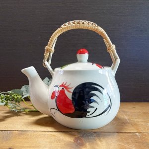 画像1: にわとり柄 ポット C（ピンク花）