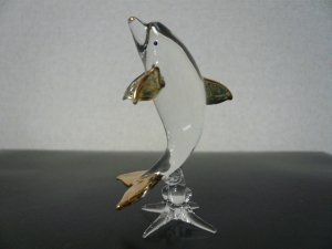 画像1: タイ製ガラス細工 イルカ小