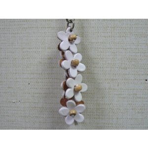画像: タイ製　ストラップ  花リング(白） 