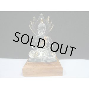 画像: タイ製ガラス細工　　仏像座り姿 光背