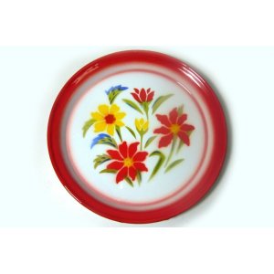 画像: ホーロー　平皿　縁赤25cm A