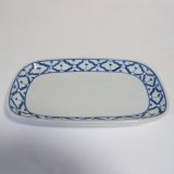画像:  青白陶器 長方形皿（小）19.5cm