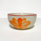 画像: ≪タイ雑貨≫にわとり柄  丸花　小鉢8.5cm オレンジ