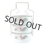 画像: ホーロー3段弁当箱  にわとり柄