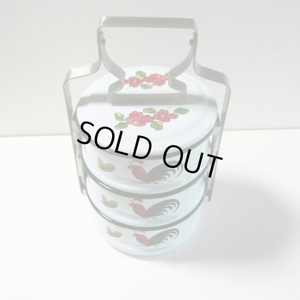 画像3: ホーロー3段弁当箱  にわとり柄