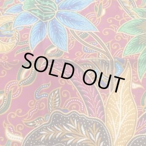 画像: NO18バティック　花柄 エンジ