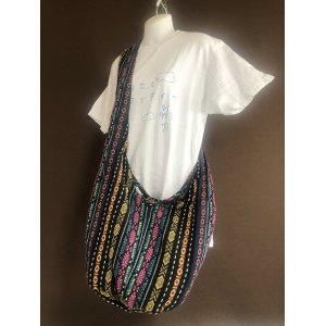 画像: 《タイ雑貨》サドゥーバック  Cゲリコットン柄　黒