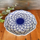 画像:  青白六角形皿24cm