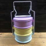 画像: ≪タイ雑貨≫ホーロー ・パステル3段  弁当箱  B