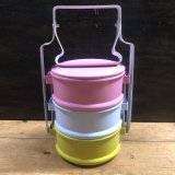 画像: ≪タイ雑貨≫ホーロー ・パステル3段  弁当箱  C