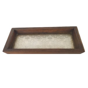 画像: 飾りガラスのトレー（白）