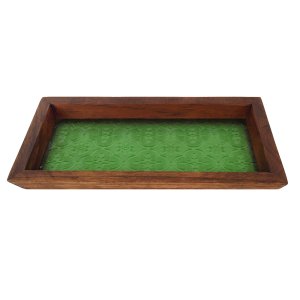 画像: 飾りガラスのトレー（緑）