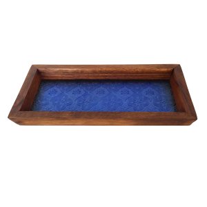 画像: 飾りガラスのトレー（青）