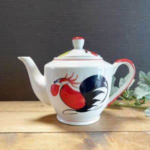 画像: にわとり柄 ポット B（ピンク花）