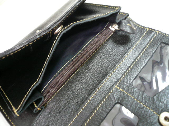 画像: 長財布 編込み 三面開き  黒