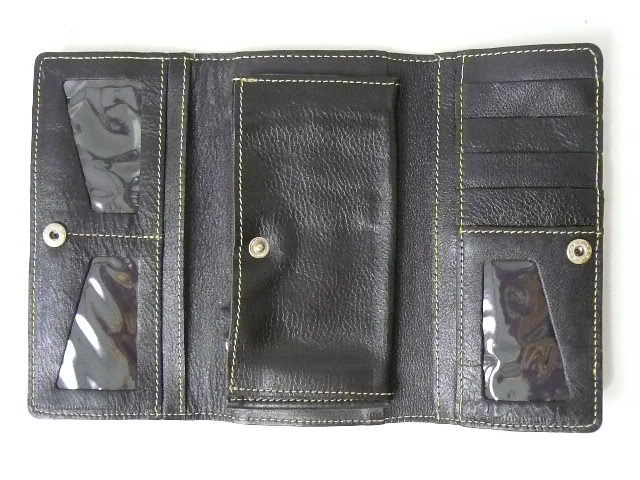 画像4: 長財布 編込み 三面開き  黒