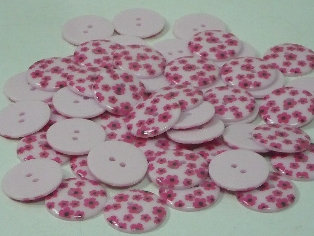 画像1: プリント花　ピンク