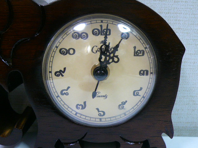 画像: タイ文字 置時計 象