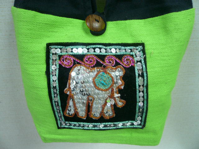 画像2: タイ製コットンバック　キラ1象（黄緑）