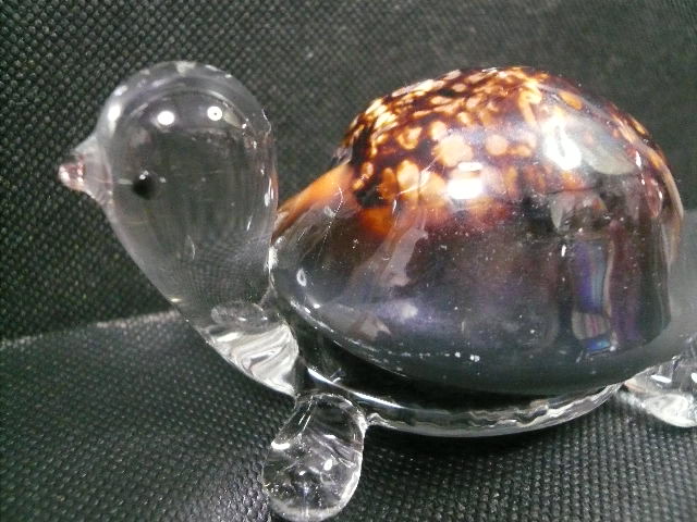 画像: ガラス細工製品　　貝付きカメ大