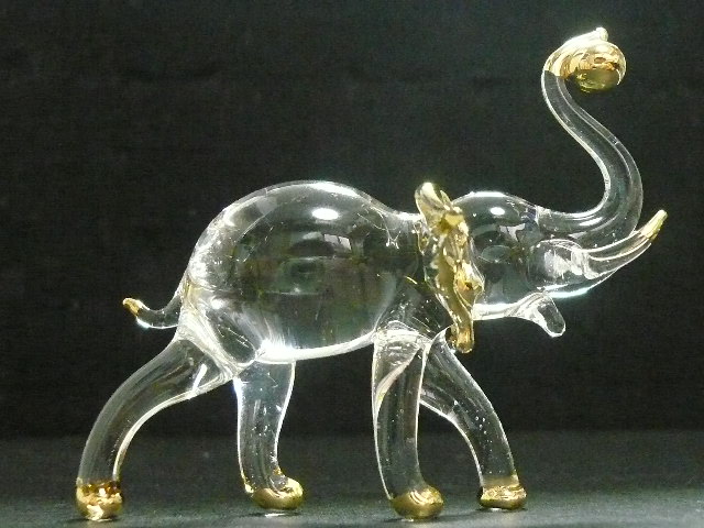 タイ製ガラス細工 小玉立象 - タイ雑貨のチャイディー