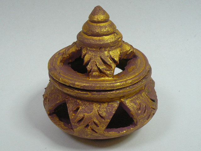 画像1: 壺型香炉 ゴールド