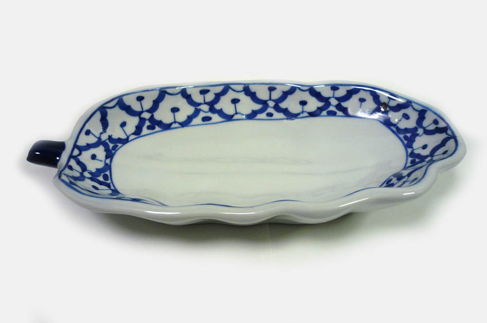 画像3:  青白陶器 パパイア型皿22cm