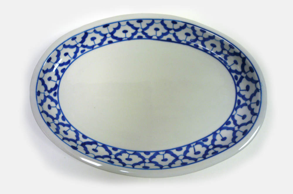 画像1:  青白陶器 楕円皿　26.5cm 