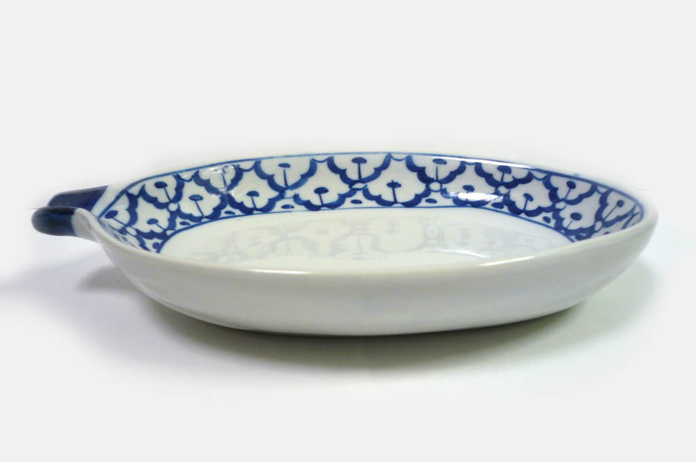画像4:  青白陶器 マンゴー型皿20cm