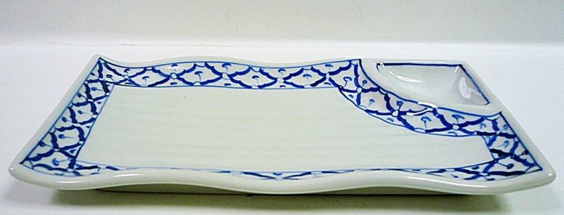 画像1:  青白陶器 長方形皿（薬味）