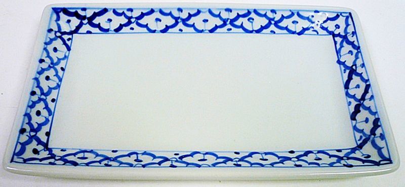 画像1:  青白陶器 長方形皿（大）24cm