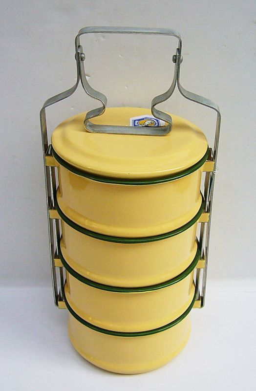 画像2: タイ製　ホーロー　黄色4段　弁当箱