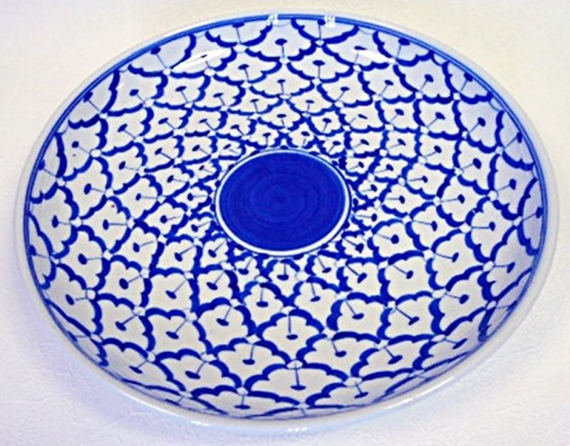 画像1:  青白陶器 総柄皿　30cm 