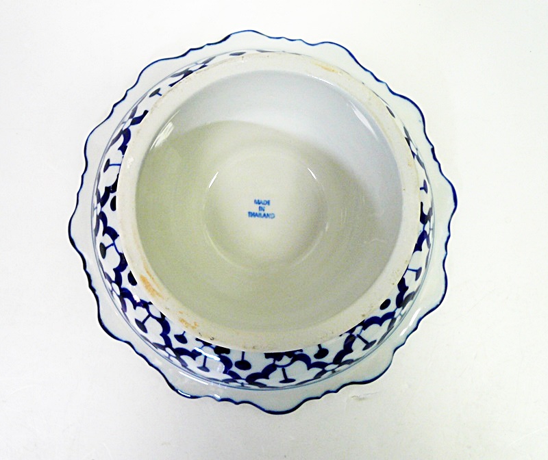 画像: 青白陶器 中皿  高式皿 18cm