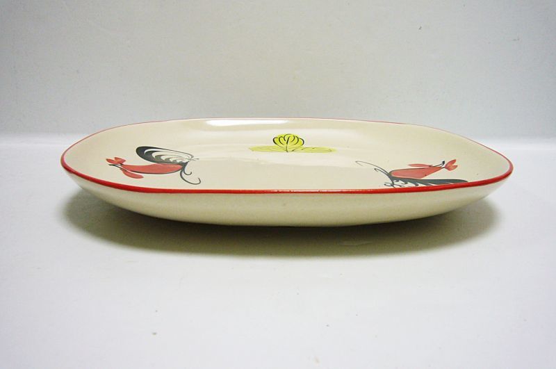 画像: にわとり柄 平皿 角 22cm 