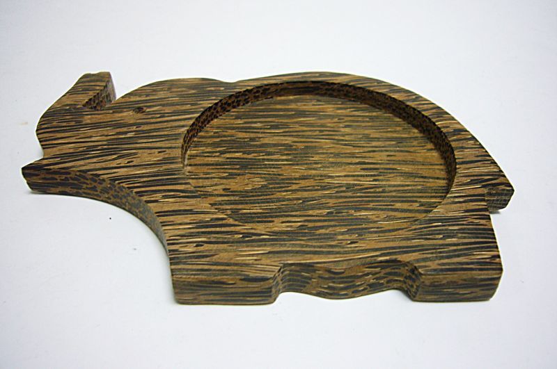 画像: 木製コースター 鼻上げ象さん 