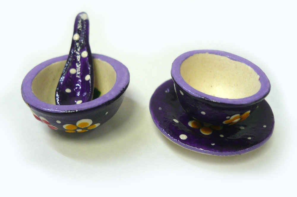 画像1: ミニボールセット　（紫色・花＆水玉）