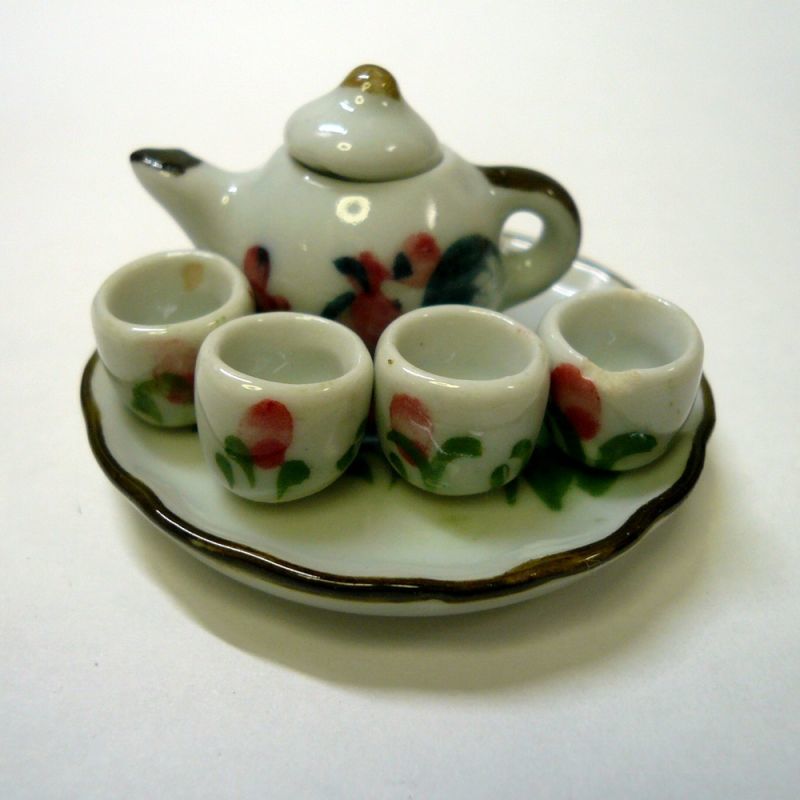 画像1: 陶器お茶セット(小）ニワトリ柄