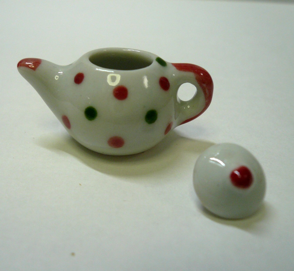 画像: 陶器お茶セット(小）ドット柄