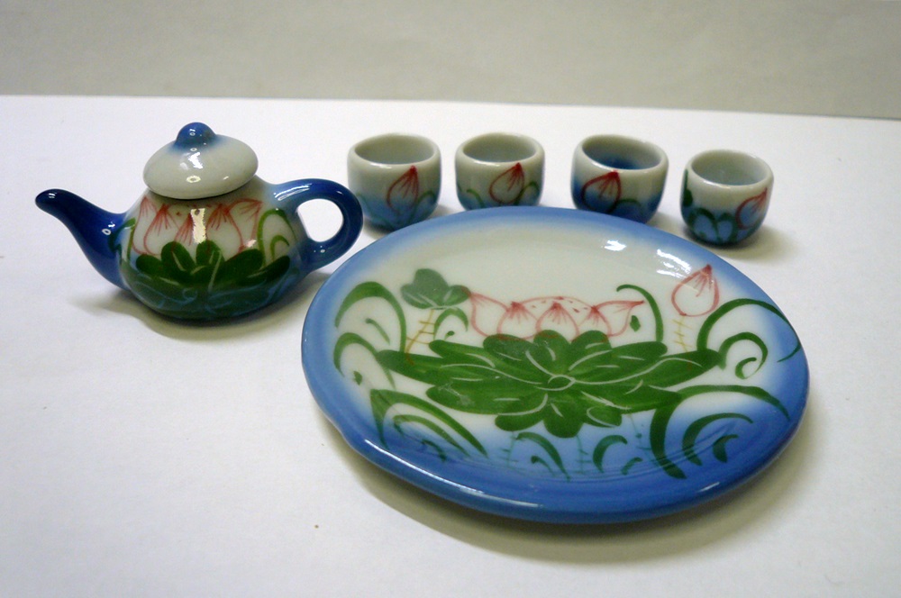 画像2: 陶器お茶セット　　蓮柄