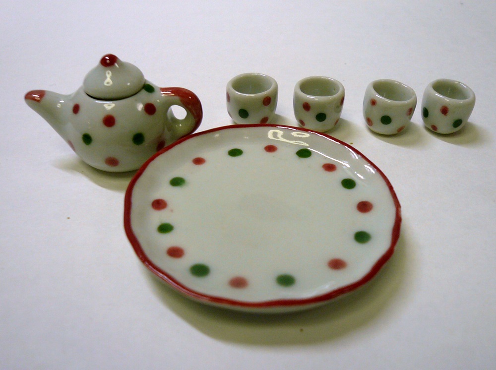 画像2: 陶器お茶セット(小）ドット柄
