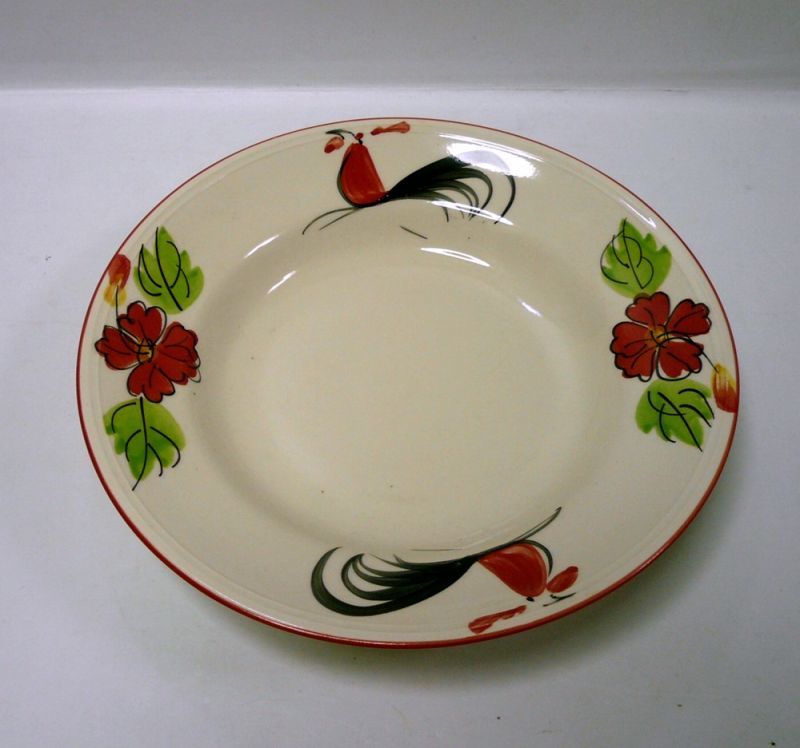 画像: にわとり柄 深皿丸21cm (ハイビスカス) 