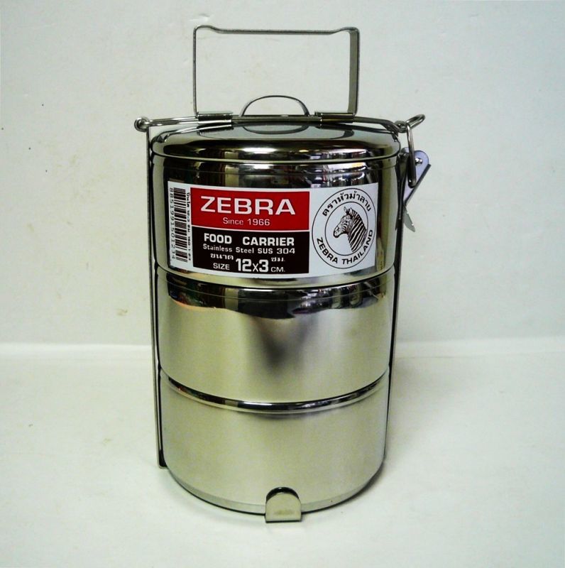 画像1: ZEBRA3段式弁当箱   12×3   ステンレス製ランチボックス