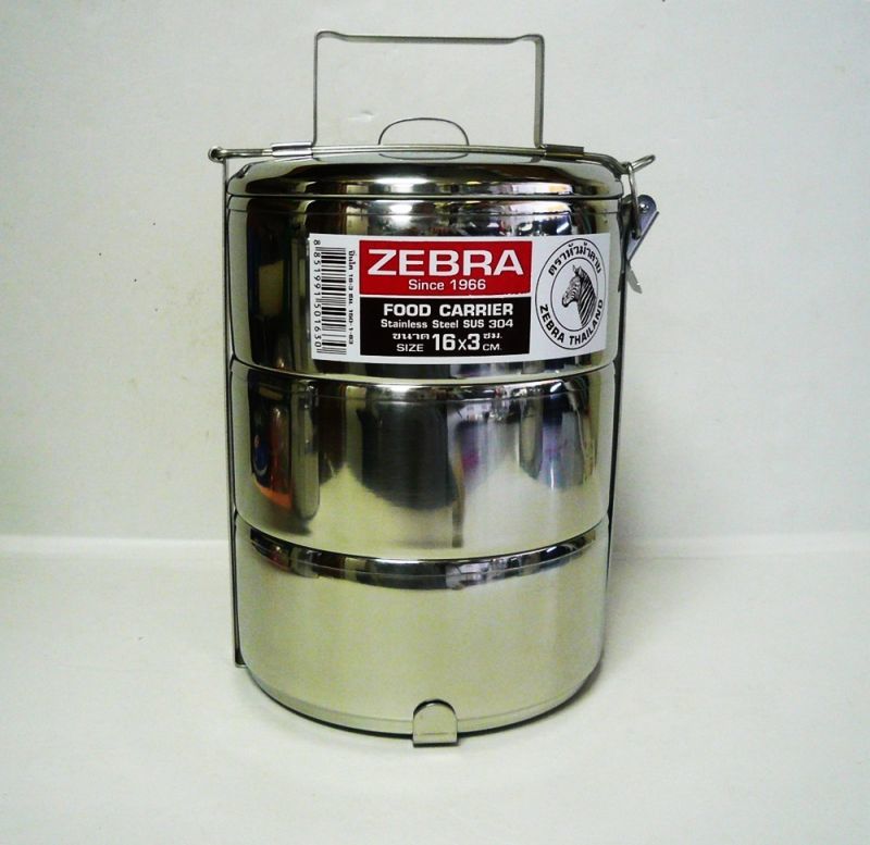 画像1: ZEBRA3段式弁当箱   16×3   ステンレス製ランチボックス